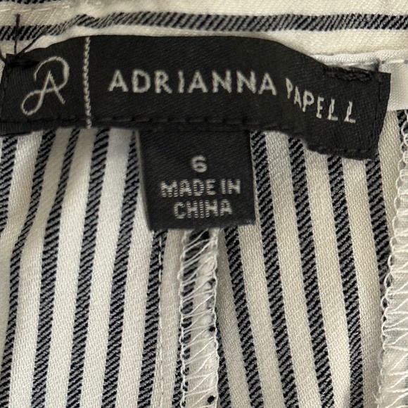 Adrianna Papell Pinstripe Pants White/Dark Gray  Size 6  Office Work Summer - Picture 4 of 5